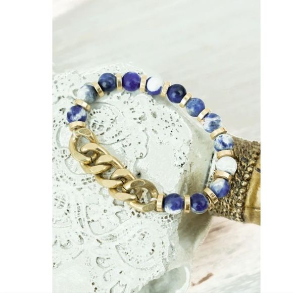 Zara Jewelry - SODALITE STONE AND CHUNKY CHAIN BRACELET